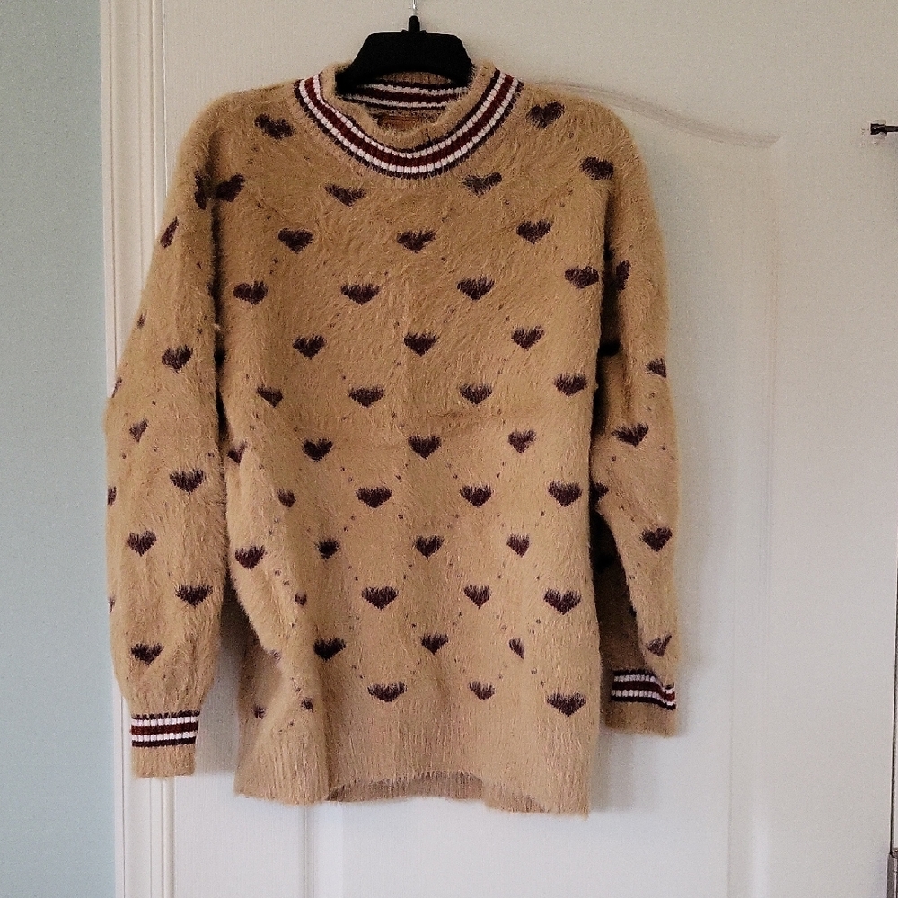 POL Tan and Purple Patterned Women's Sweater